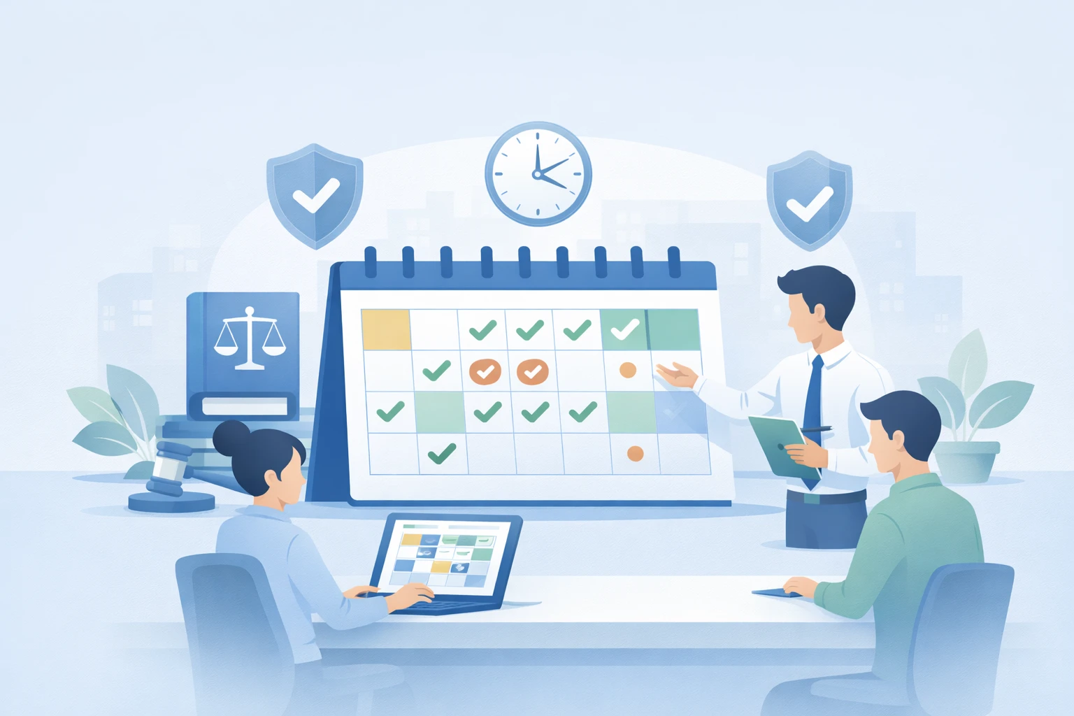 連続勤務や休日管理を適切に行う企業の労務管理イメージ