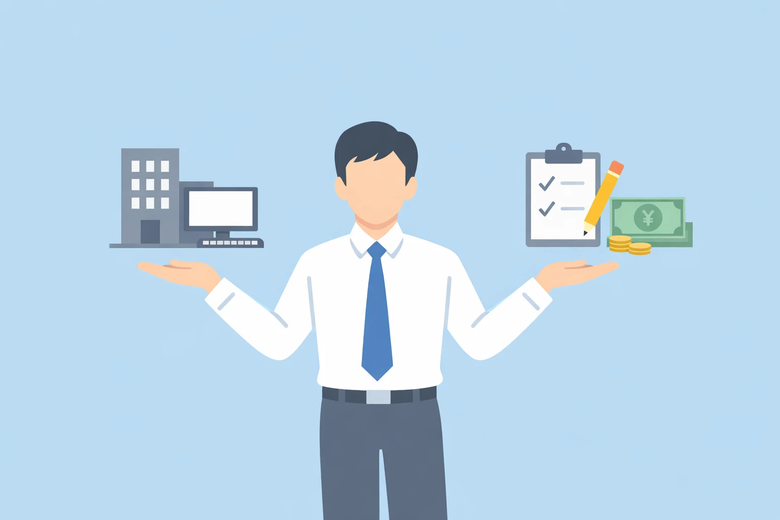 副業と本業の労働時間を通算して考えるイメージイラスト